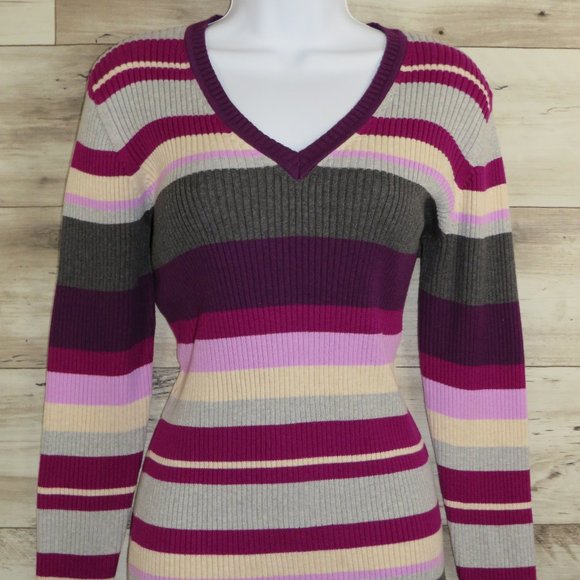 St. John's Bay* Women's Long Sleeve V-Neck Pullover Ribbed‎ Sweater~ Large - Picture 1 of 10